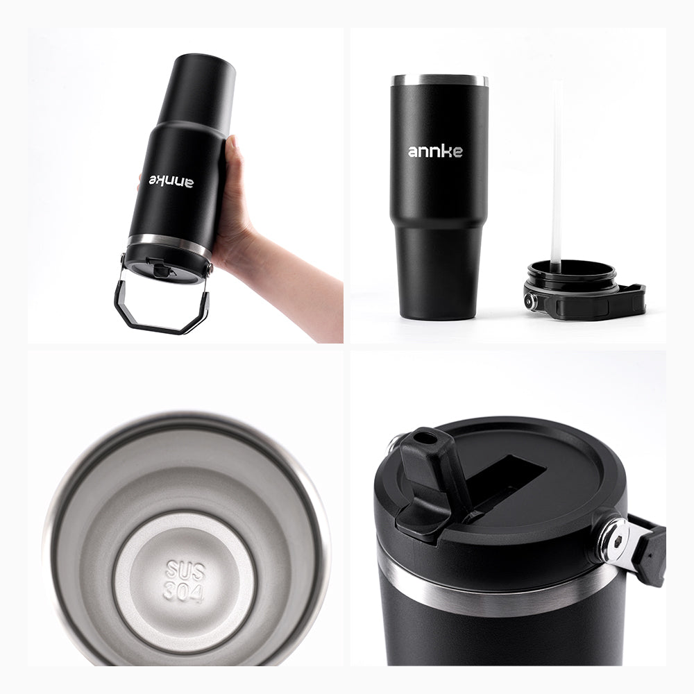Annke 32 oz Stainless Steel Insulated Tumbler, with Straw & Handle,  Vacuum Double Wall Thermal Bottle, for Travel, Gym, Office & Outdoor