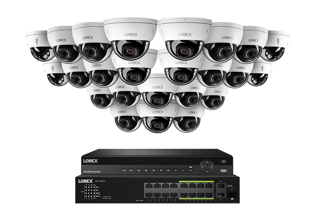 Lorex Elite Series 4K 32 Camera Capable 8TB Wired NVR System with 8MP (4K) A10 IP Dome Cameras
