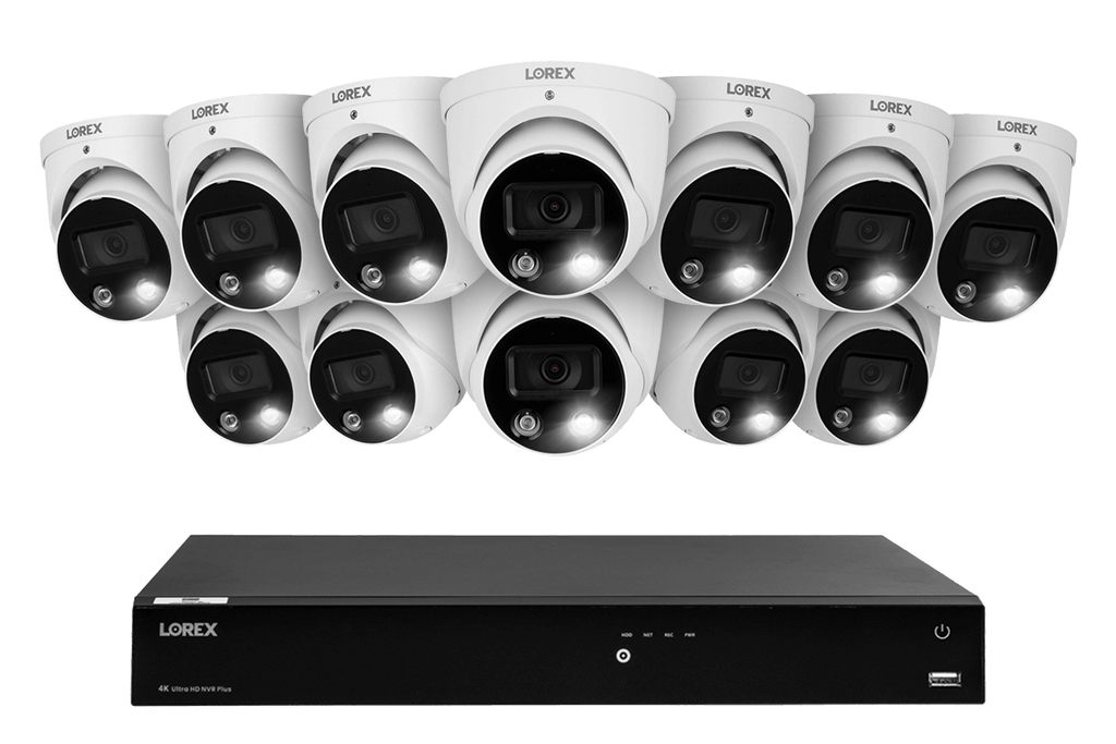 Lorex Fusion Series 4K 16 Camera Capable (Wired or Fusion Wi-Fi) 4TB Wired NVR System with H13 IP Dome Cameras