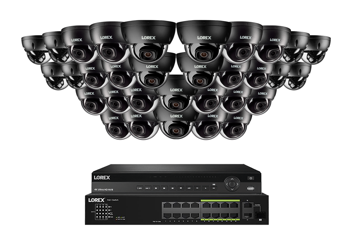 Lorex Elite Series NVR with A4 4MP (2K) IP Dome Cameras - 4K 32-Channel 8TB Wired System