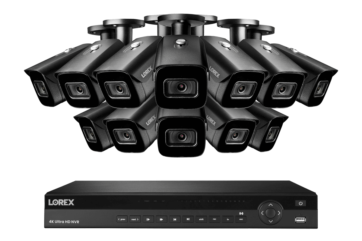 SET OF 8 - Lorex Elite Series NVR with N3 (Nocturnal Series) IP BULLET Cameras - 4K 16-Channel 4TB Wired System