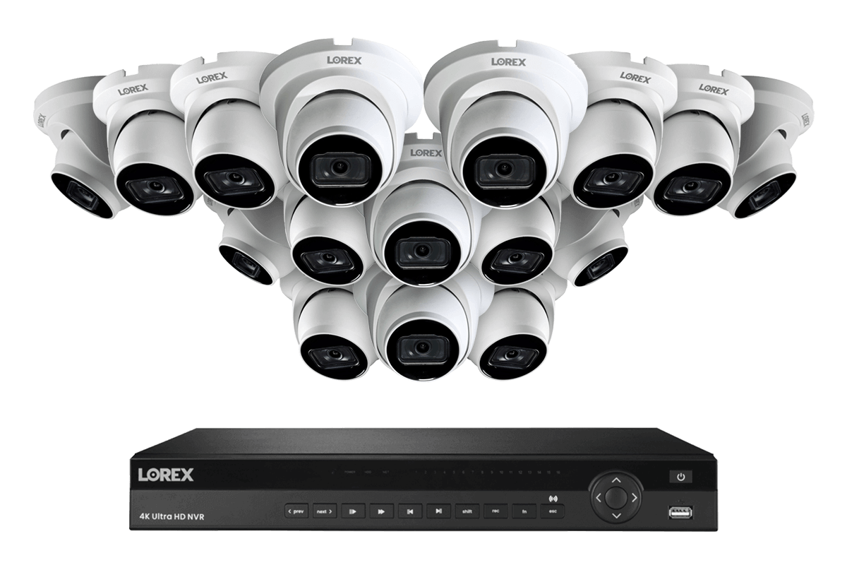 SET OF 12 - Lorex Elite Series NVR with N3 (Nocturnal Series) IP DOME Cameras - 4K 16-Channel 4TB Wired System
