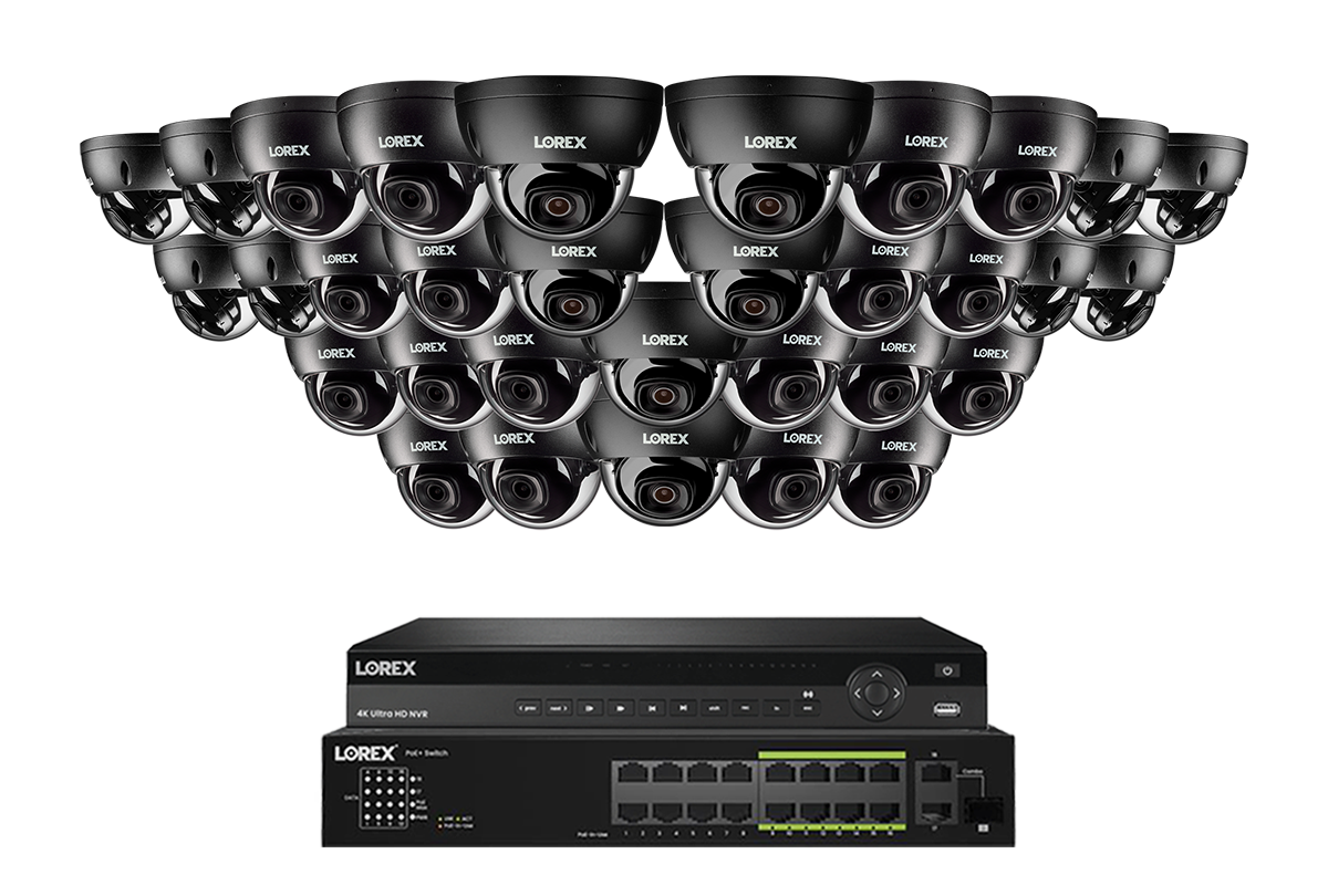 Lorex Elite Series 4K 32 Camera Capable 8TB Wired NVR System with 8MP (4K) A10 IP Dome Cameras