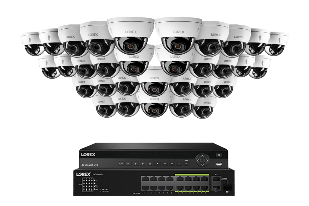 Lorex Elite Series NVR with A4 4MP (2K) IP Dome Cameras - 4K 32-Channel 8TB Wired System