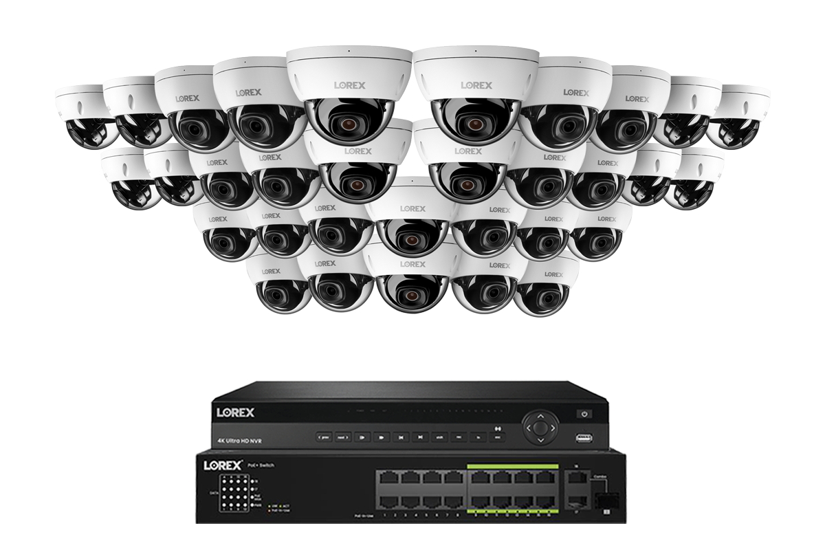 Lorex Elite Series NVR with A4 4MP (2K) IP Dome Cameras - 4K 32-Channel 8TB Wired System