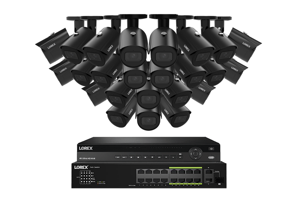 Lorex Elite Series NVR with A4 4MP (2K) IP Bullet Cameras - 4K 32-Channel 8TB Wired System