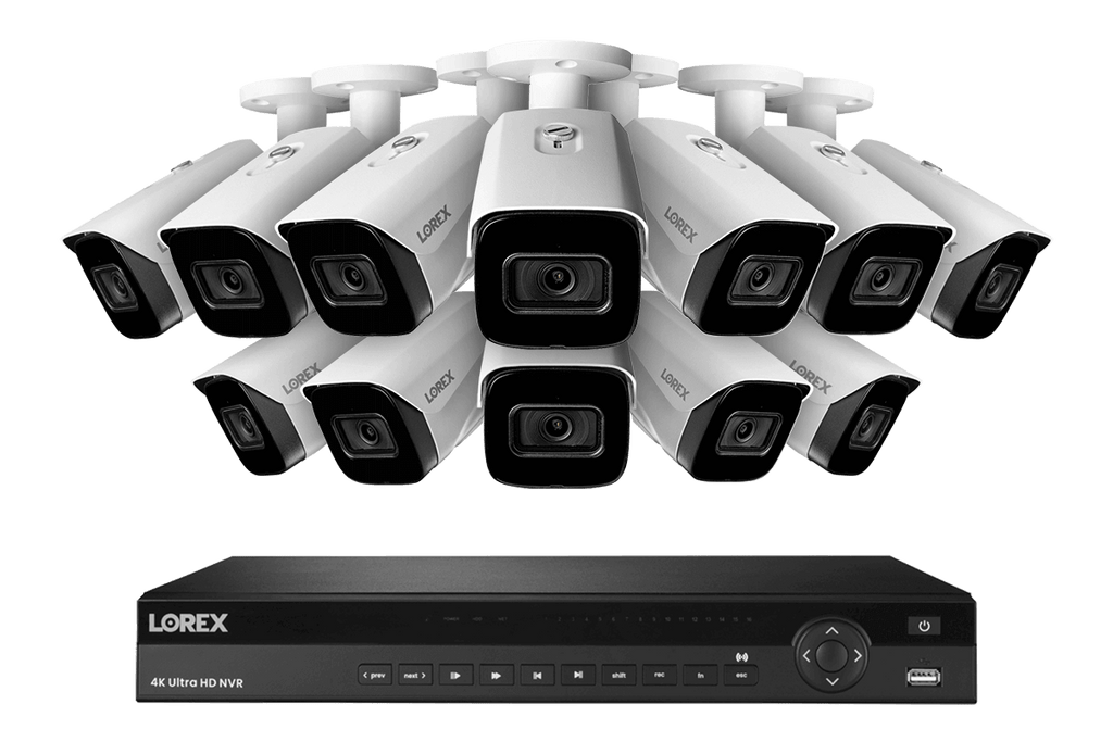 SET OF 8 - Lorex Elite Series NVR with N3 (Nocturnal Series) IP BULLET Cameras - 4K 16-Channel 4TB Wired System