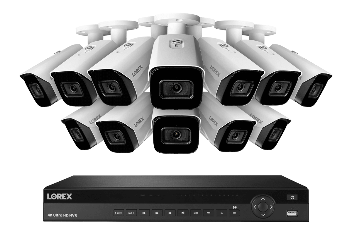 SET OF 8 - Lorex Elite Series NVR with N3 (Nocturnal Series) IP BULLET Cameras - 4K 16-Channel 4TB Wired System