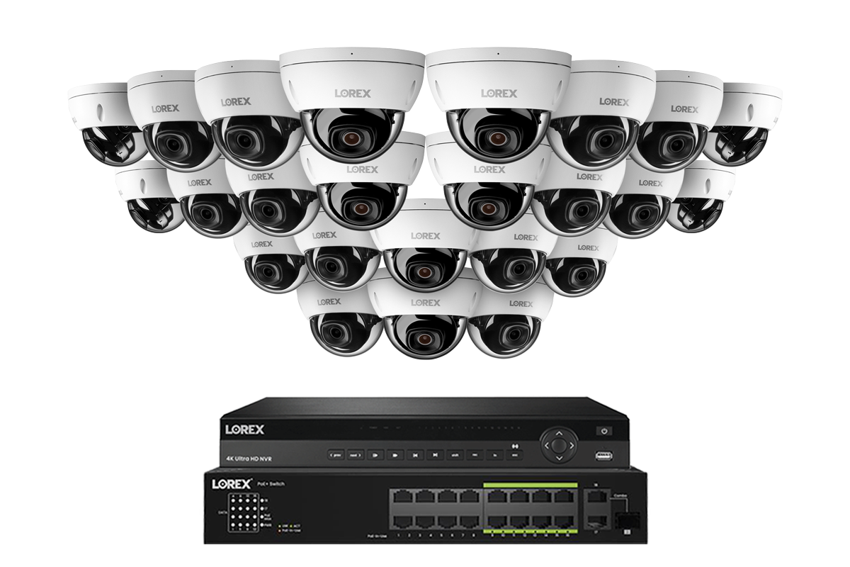 Lorex Elite Series NVR with A4 4MP (2K) IP Dome Cameras - 4K 32-Channel 8TB Wired System