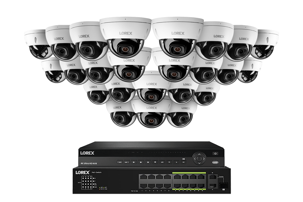 Lorex Elite Series NVR with A4 4MP (2K) IP Dome Cameras - 4K 32-Channel 8TB Wired System