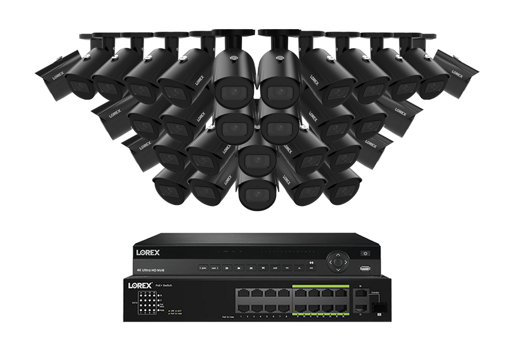 Lorex Elite Series NVR with A4 4MP (2K) IP Bullet Cameras - 4K 32-Channel 8TB Wired System