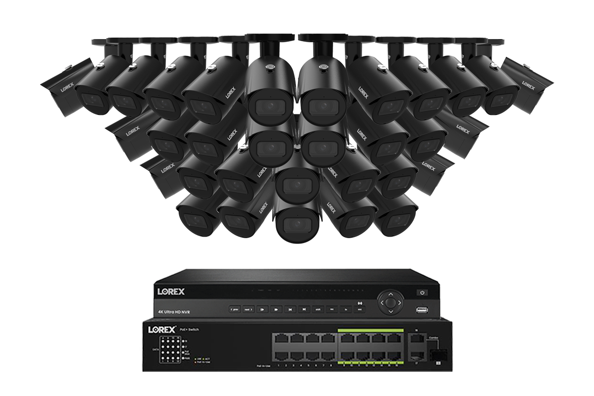 Lorex Elite Series NVR with A4 4MP (2K) IP Bullet Cameras - 4K 32-Channel 8TB Wired System