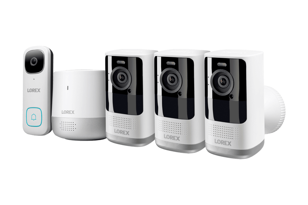 Lorex 2K Wire-Free Security System with Battery-Operated Cameras and 2K Wi-Fi Video Doorbell