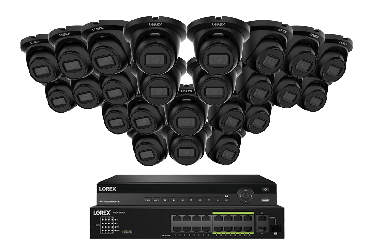 Lorex Elite Series NVR with A4 4MP (2K) IP Turret Cameras - 4K 32-Channel 8TB Wired System