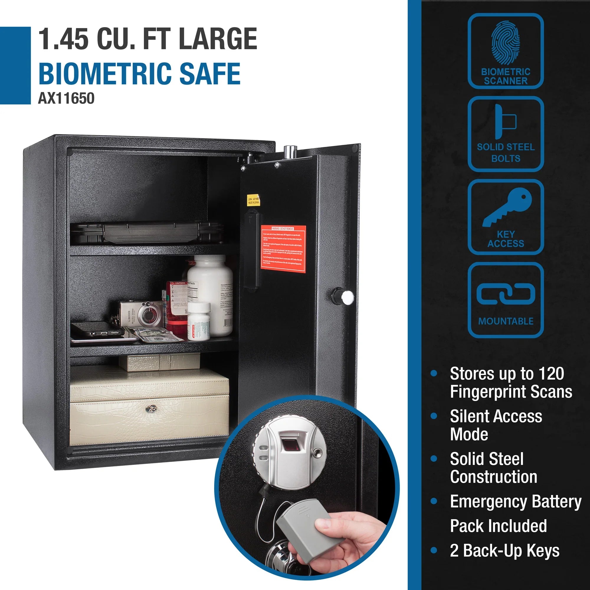 Barska 1.45 Cu. ft Biometric Security Safe | AX11650