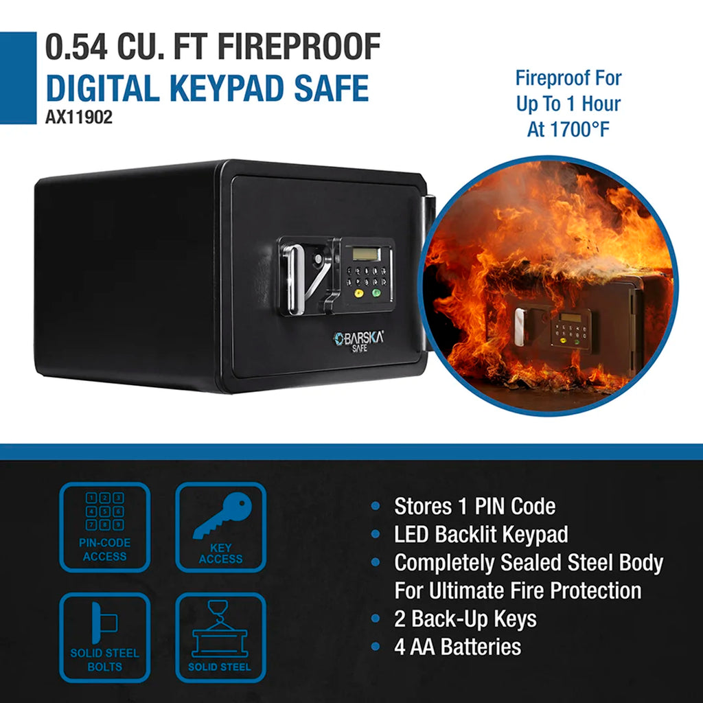 Barska 0.54 Cu. ft Fireproof Digital Keypad Safe | AX11902