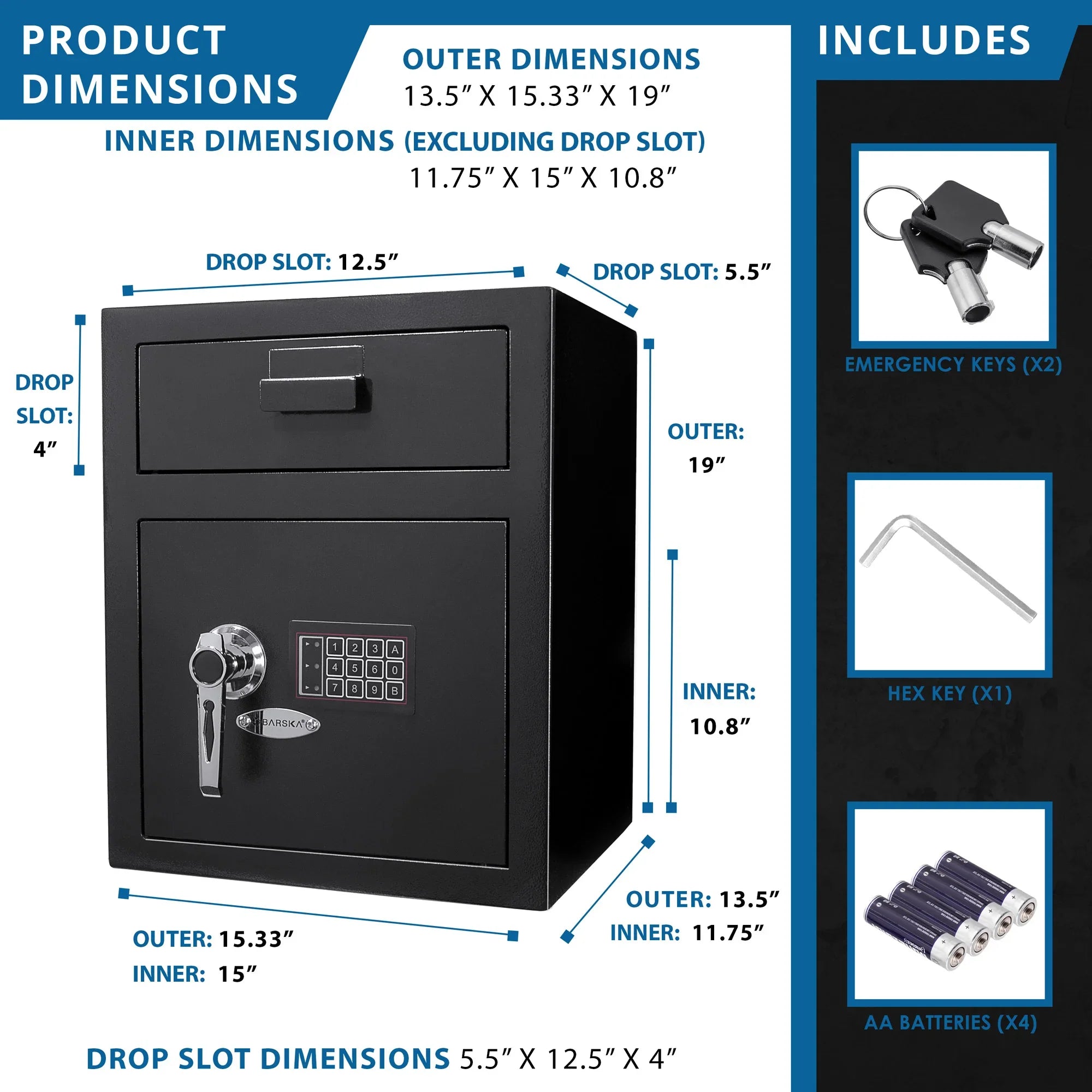 Barska 1.1 Cu. ft Keypad Depository Safe | AX11930