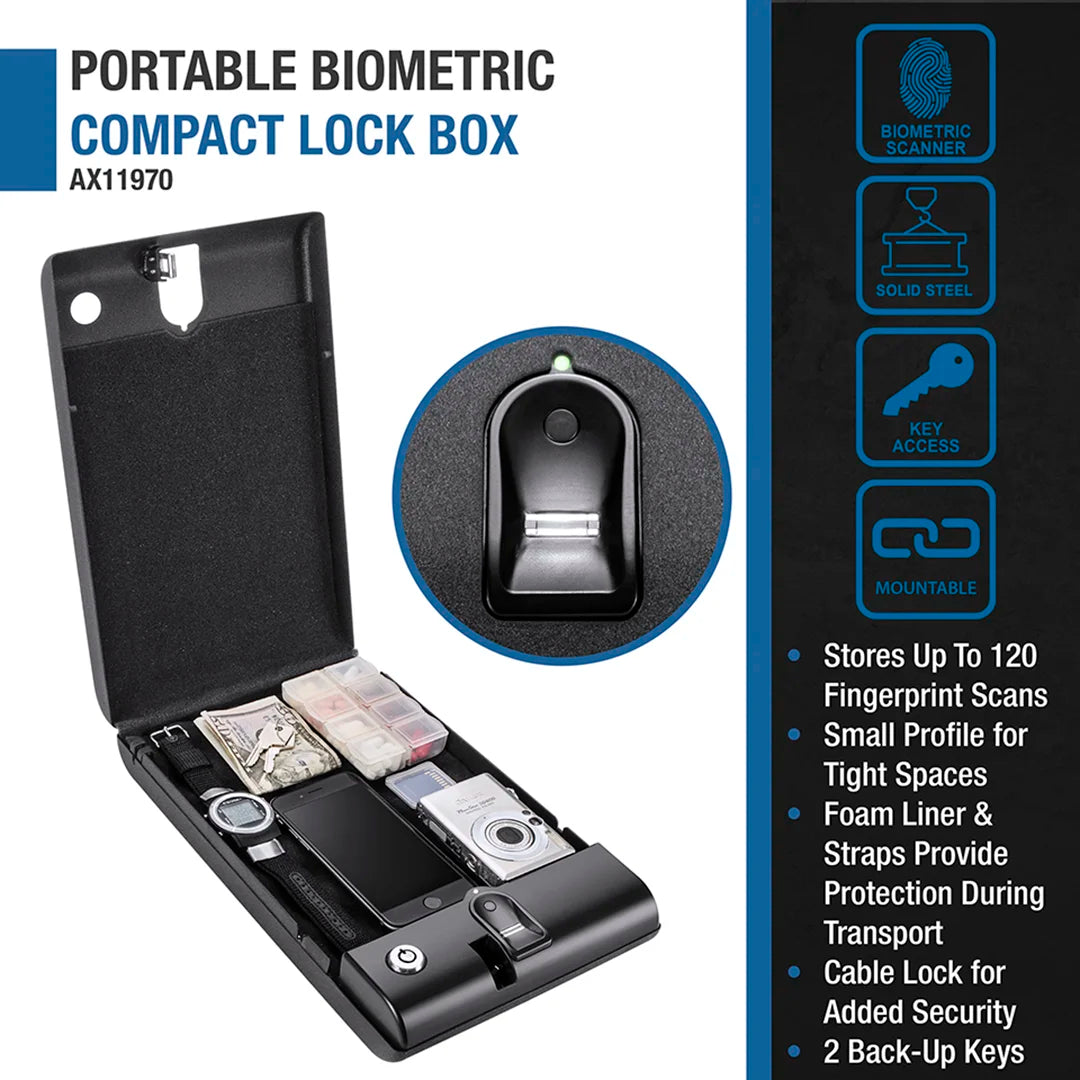 Barska Portable Biometric Compact Lock Box | AX11970