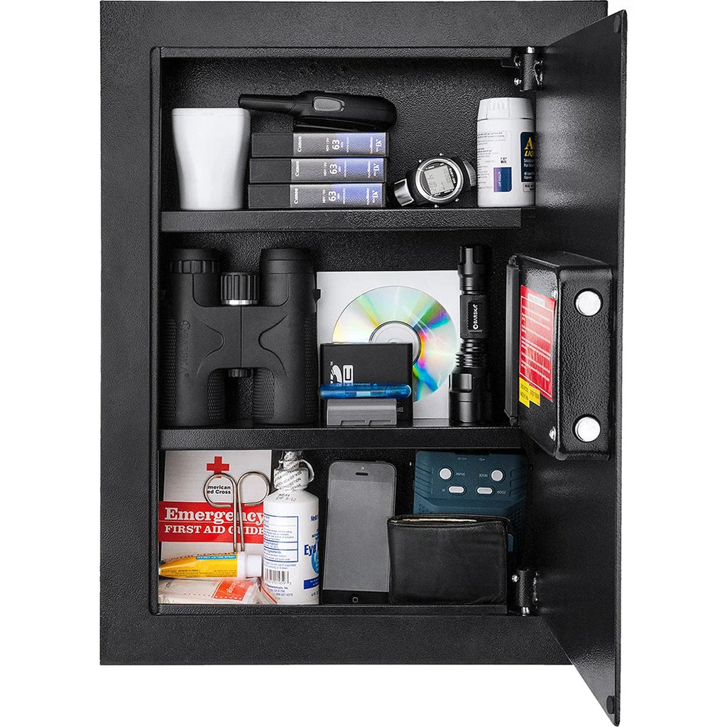 Barska 0.52 Cu. ft Black Biometric Wall Safe, Right Opening AX12038 | Left Opening AX13034