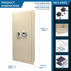 Barska Large Beige Biometric Wall Safe, Right Opening  AX12408 | Left Opening AX12880
