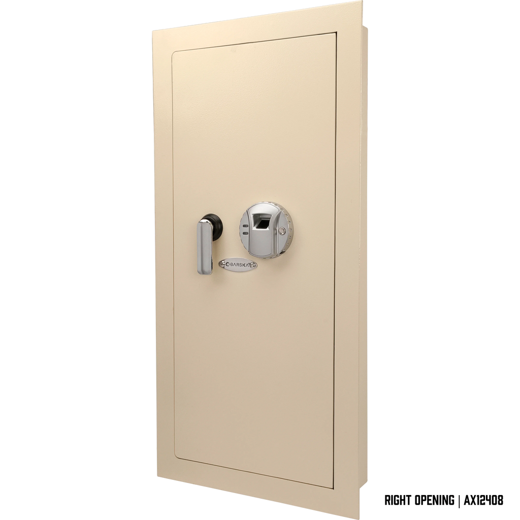 Barska Large Beige Biometric Wall Safe, Right Opening  AX12408 | Left Opening AX12880