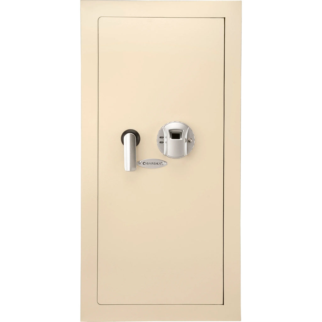 Barska Large Beige Biometric Wall Safe, Right Opening  AX12408 | Left Opening AX12880