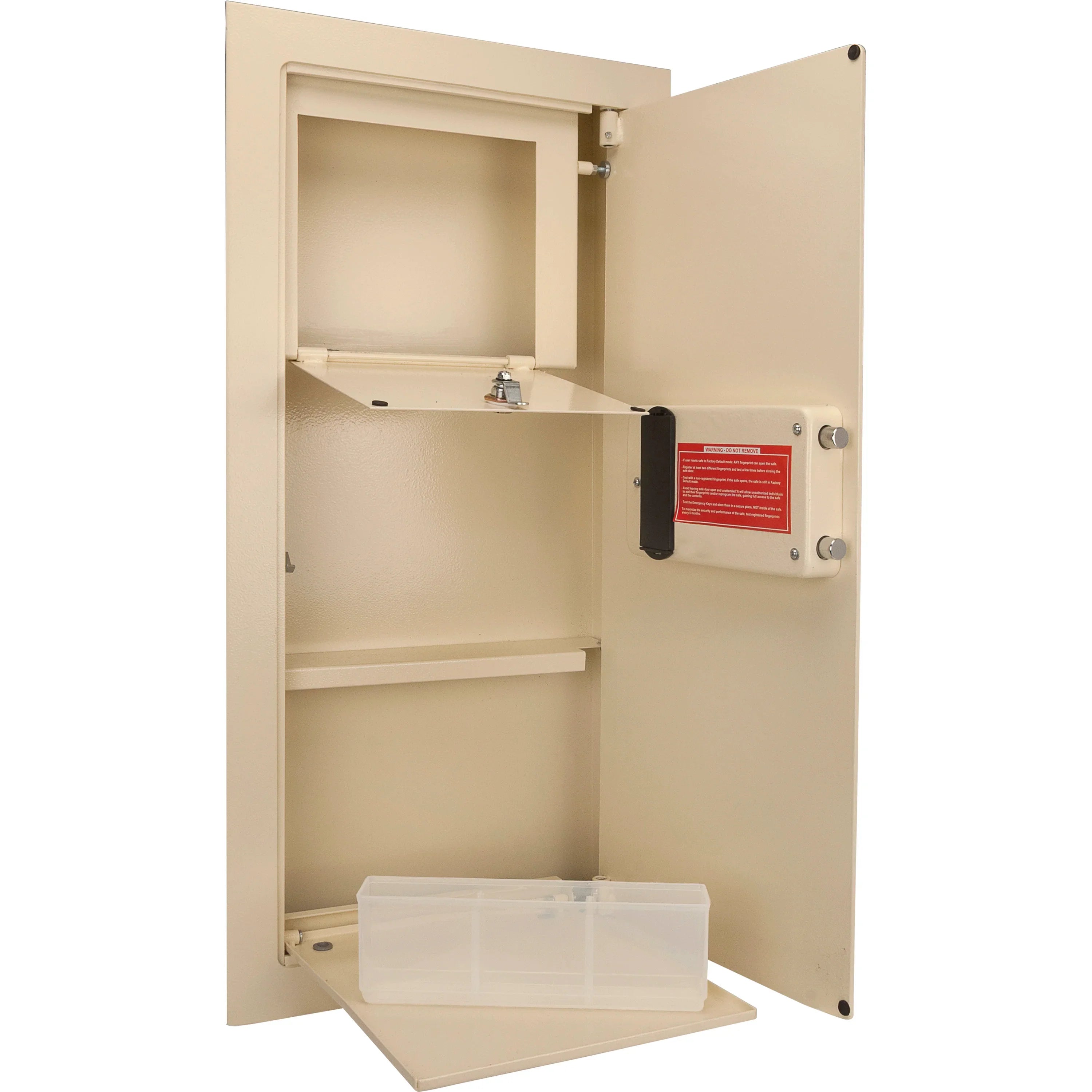 Barska Large Beige Biometric Wall Safe, Right Opening  AX12408 | Left Opening AX12880
