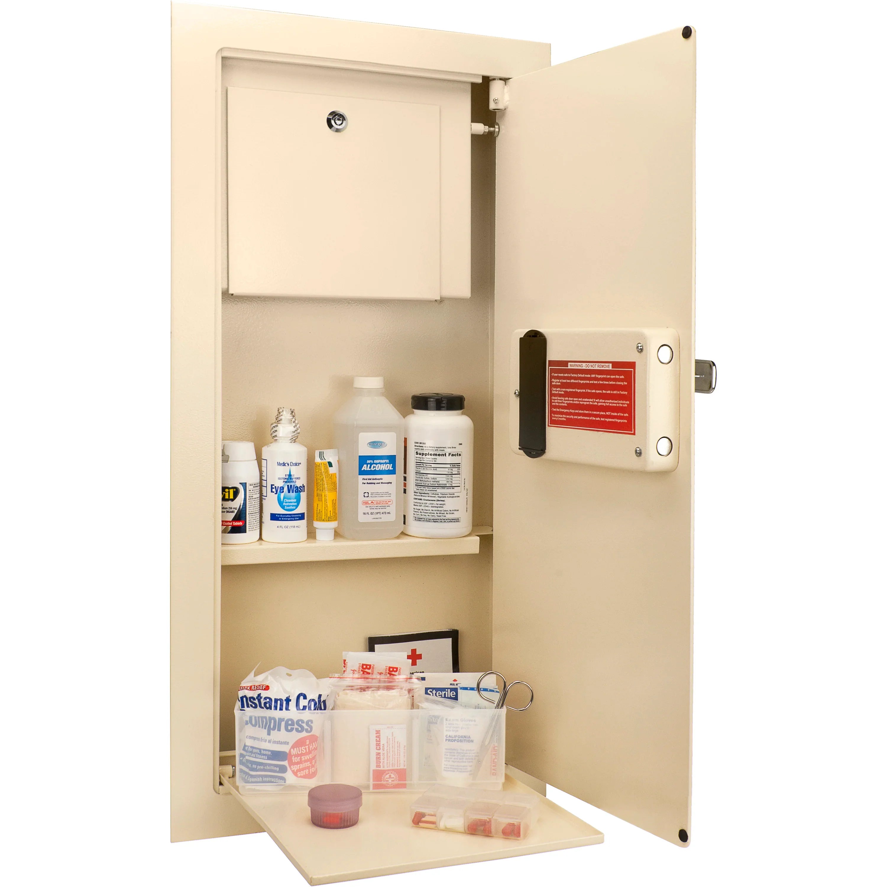 Barska Large Beige Biometric Wall Safe, Right Opening  AX12408 | Left Opening AX12880