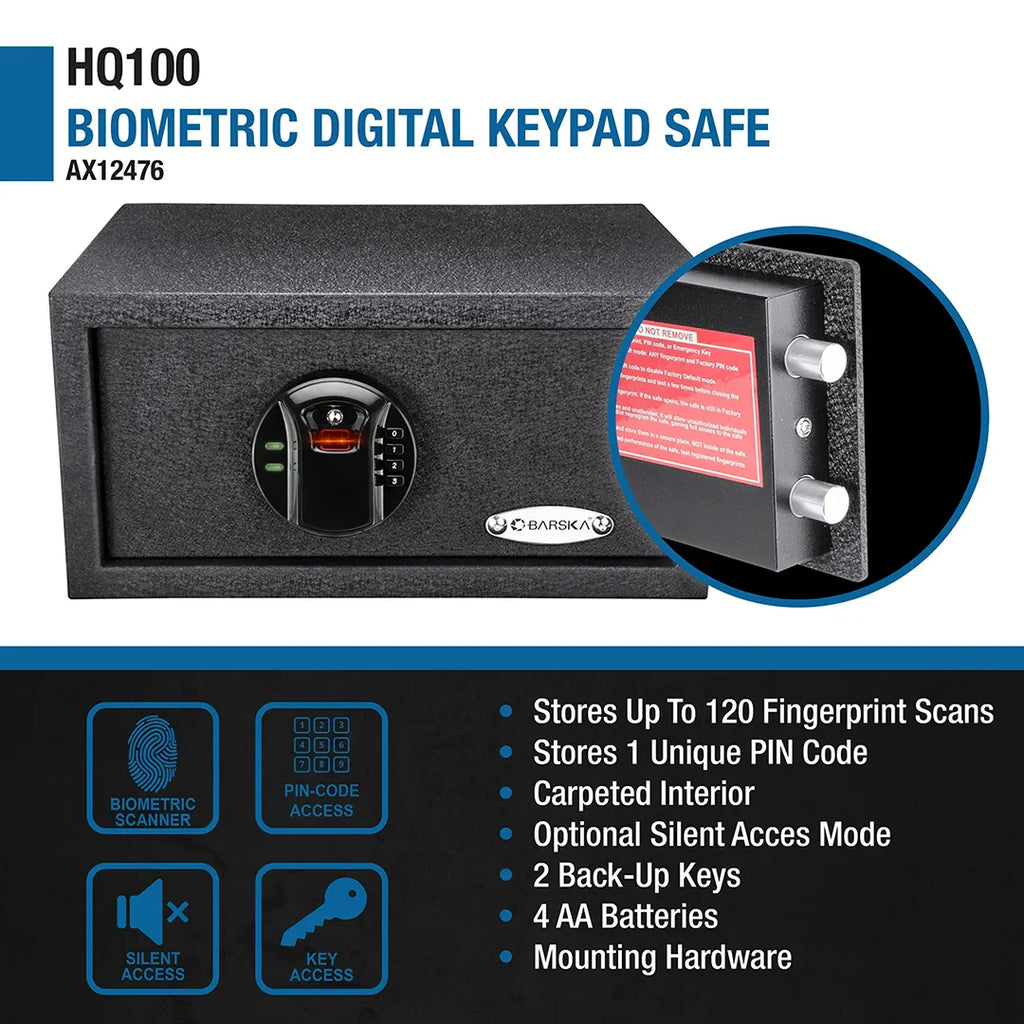 Barska HQ100 Biometric Digital Keypad Safe | AX12888