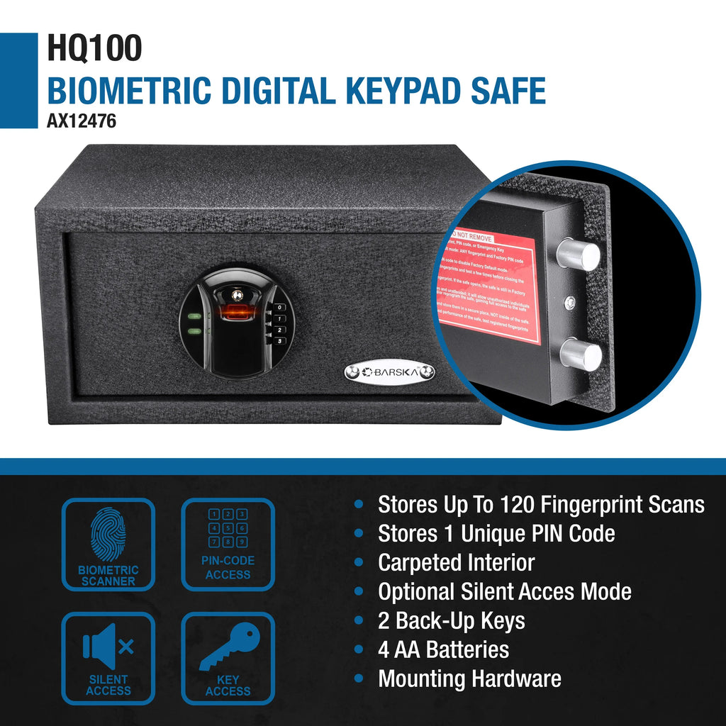 Barska HQ100 Biometric Digital Keypad Safe | AX12476
