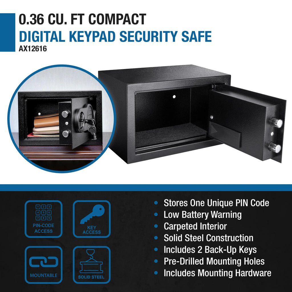 Barska 0.36 Cu. ft Digital Keypad Security Safe | AX12616