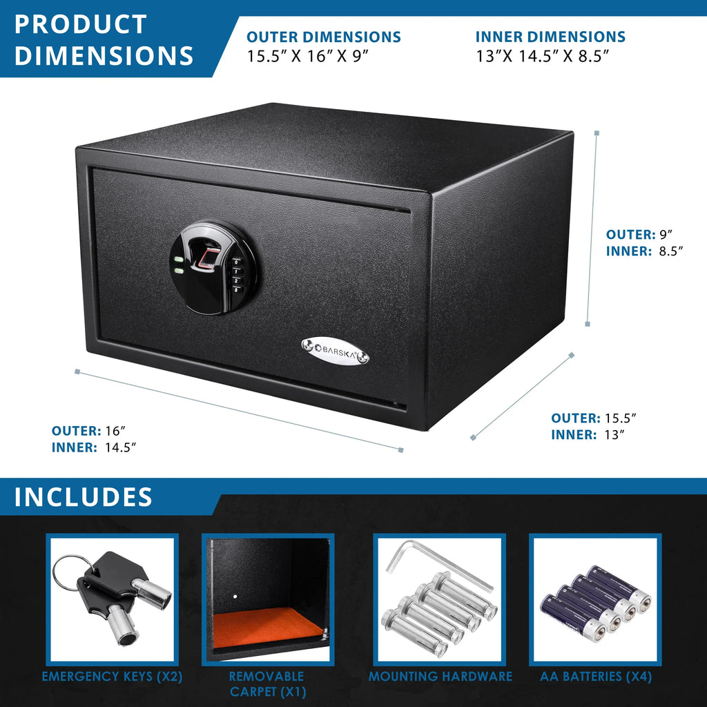 Barska HQ200 Biometric Digital Keypad Safe | AX12840