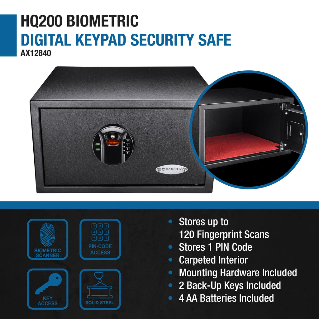Barska HQ200 Biometric Digital Keypad Safe | AX12840