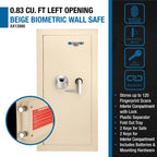 Barska Large Beige Biometric Wall Safe, Right Opening  AX12408 | Left Opening AX12880