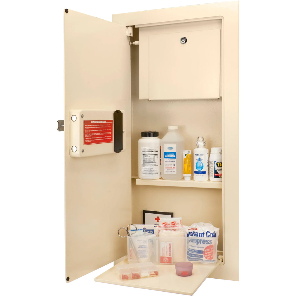 Barska Large Beige Biometric Wall Safe, Right Opening  AX12408 | Left Opening AX12880