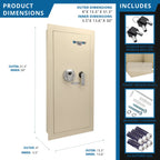 Barska Large Beige Biometric Wall Safe, Right Opening  AX12408 | Left Opening AX12880