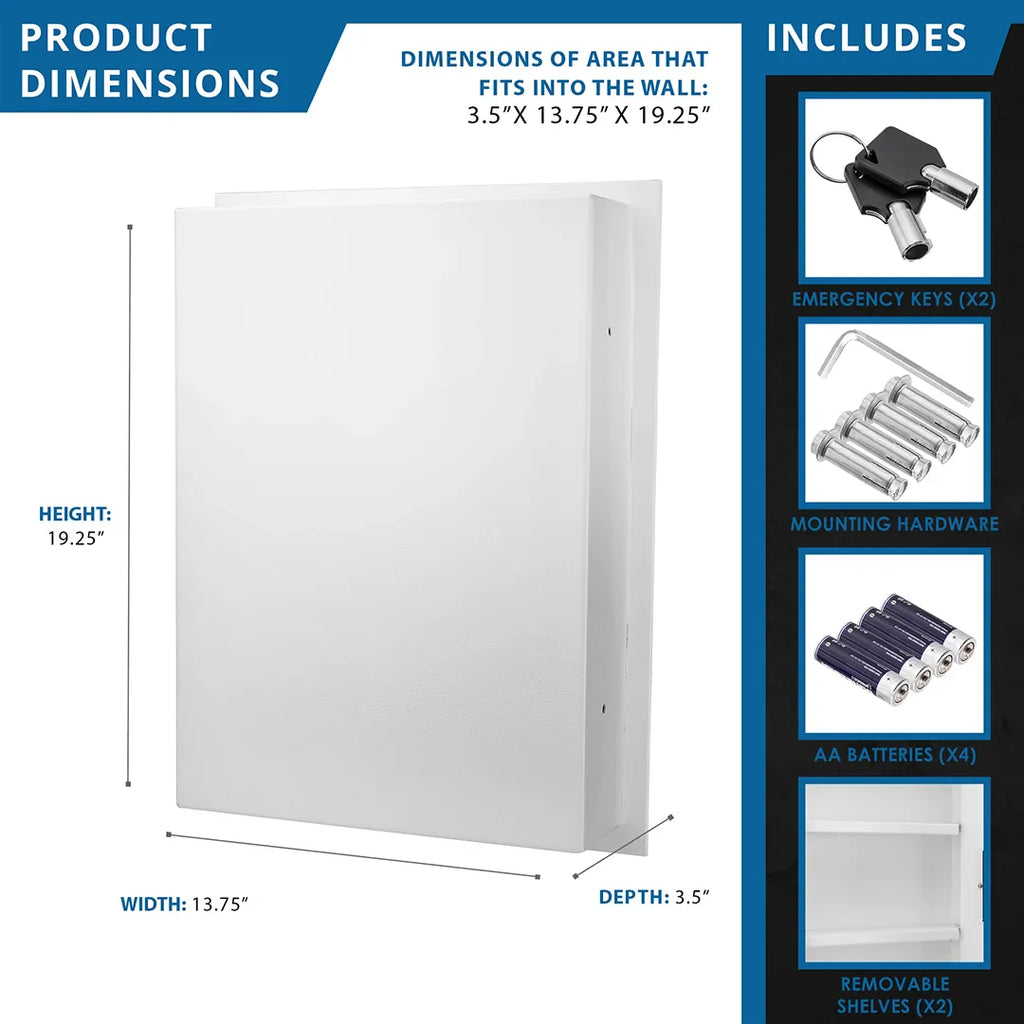 Barska 0.52 Cu. ft Right Opening Wall Safe, White | AX13030