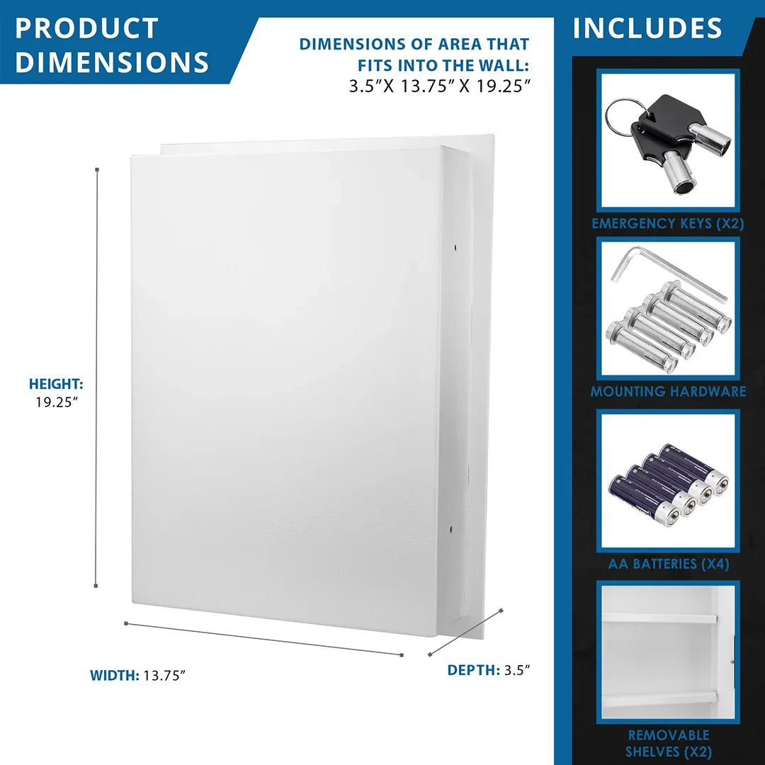 Barska 0.52 Cu. ft Right Opening Wall Safe, White | AX13030