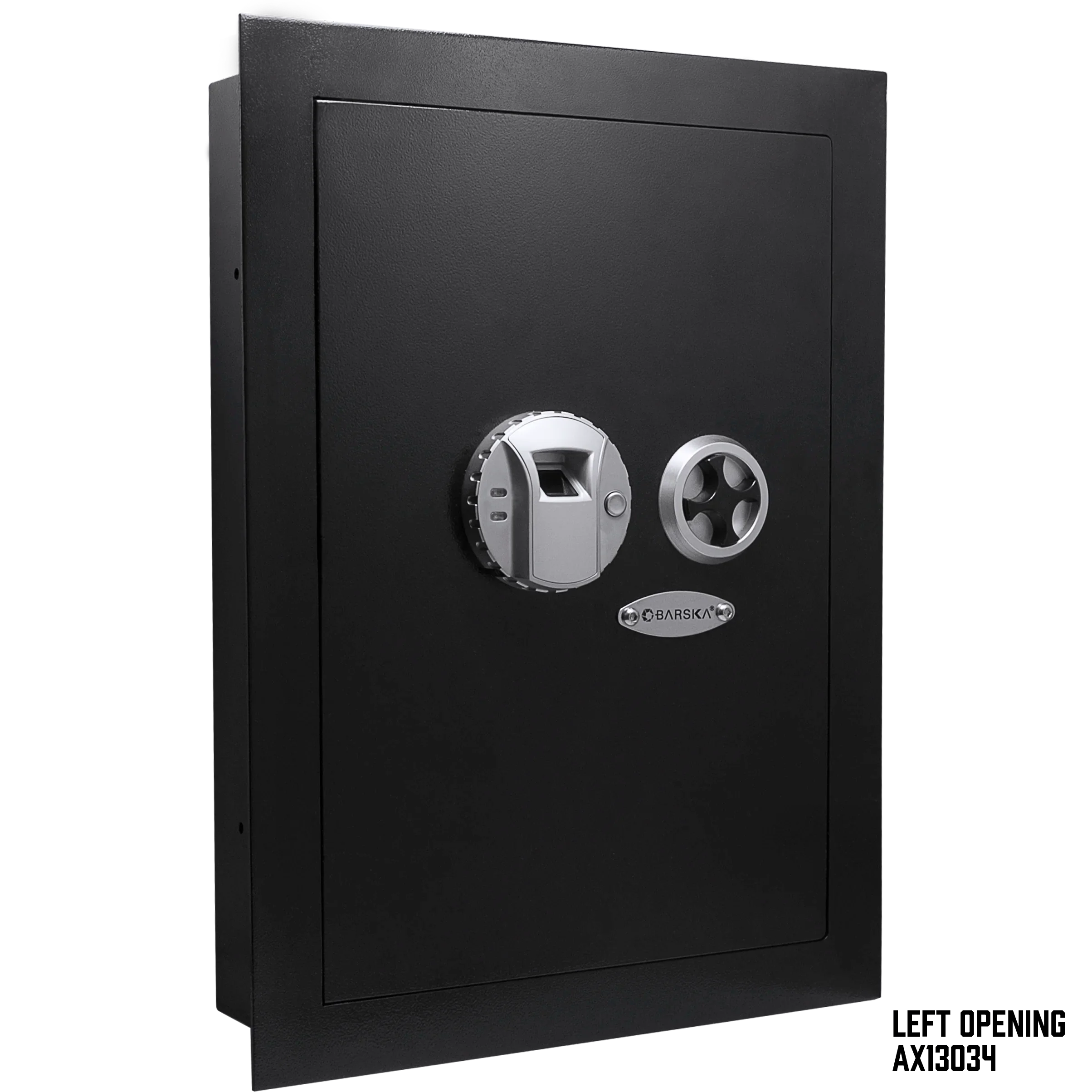 Barska 0.52 Cu. ft Black Biometric Wall Safe, Right Opening AX12038 | Left Opening AX13034