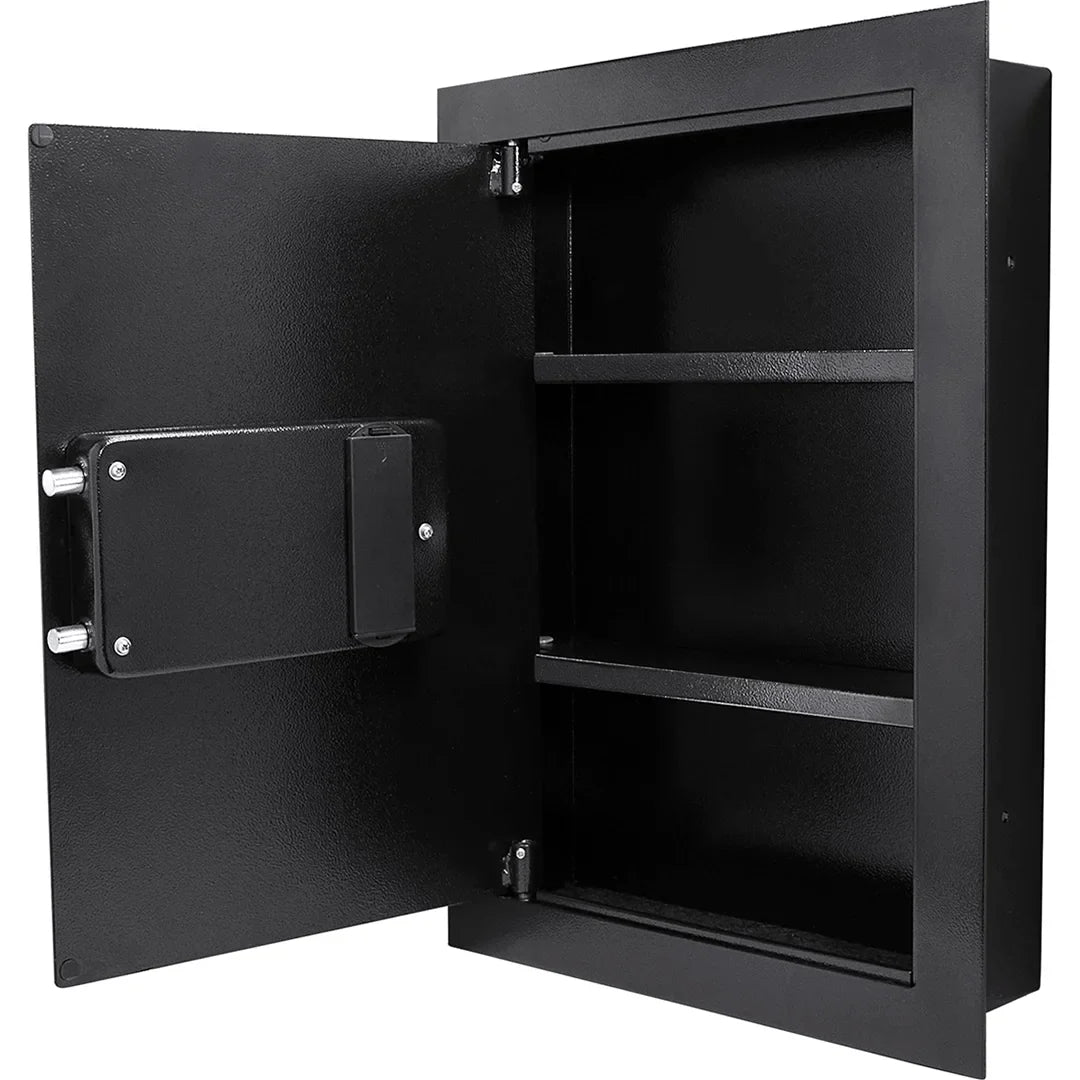 Barska 0.52 Cu. ft Black Biometric Wall Safe, Right Opening AX12038 | Left Opening AX13034