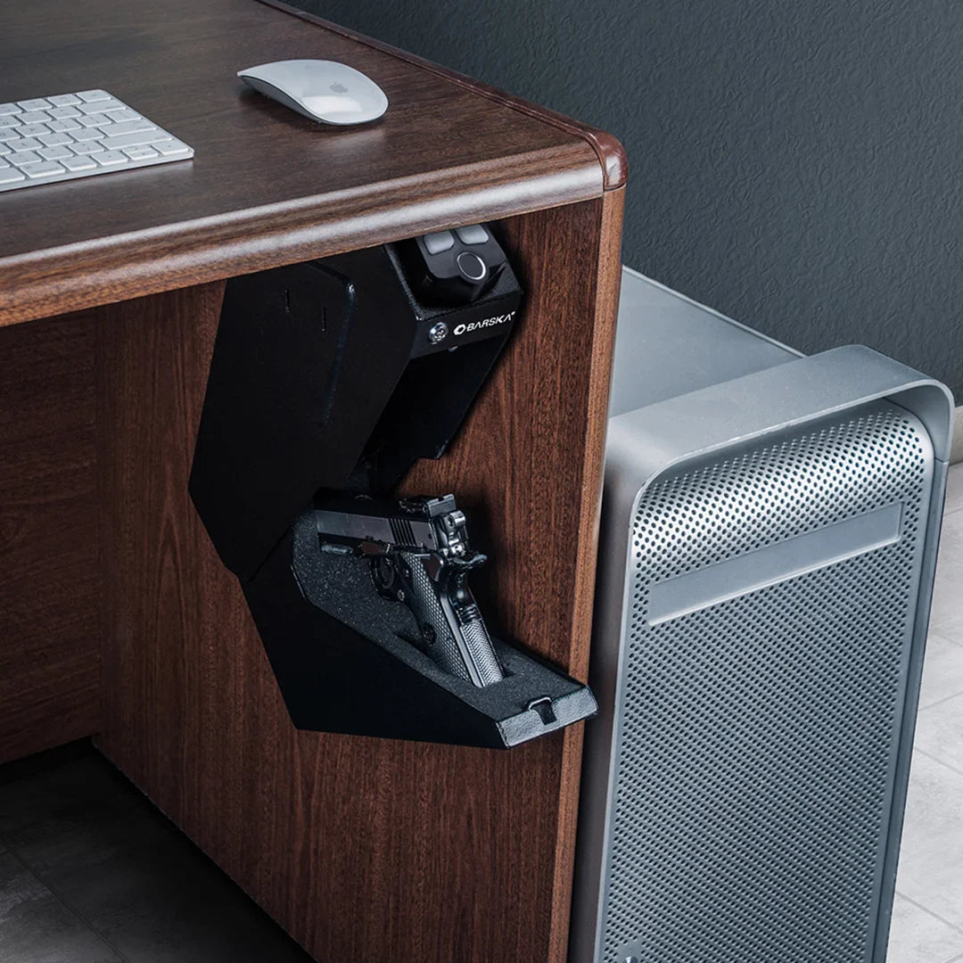 Barska Quick Access Biometric Keypad Handgun Desk Safe | AX13092