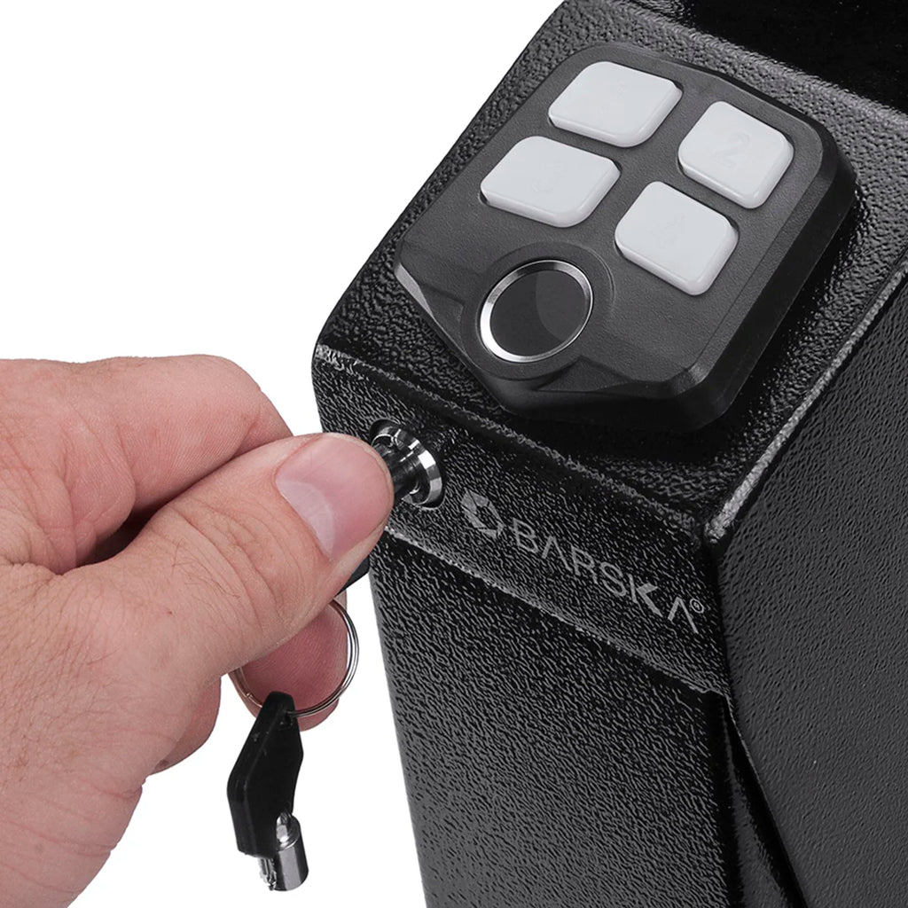 Barska Quick Access Biometric Keypad Handgun Desk Safe | AX13092