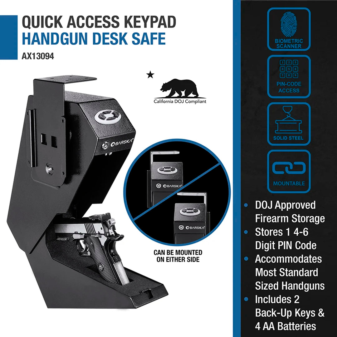 Barska Quick Access Keypad Handgun Desk Safe | AX13094