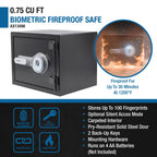 Barska 0.75 Cu. ft Biometric Fireproof Security Safe, Black | AX13498