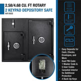 Barska Large Double Digital Keypad Depository Safe – Dual Compartment, Rotary Drop Slot (AX13522)