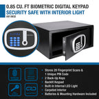 Barska 0.85 Cu. ft Biometric Digital Keypad Security Safe with Interior Light | AX13632
