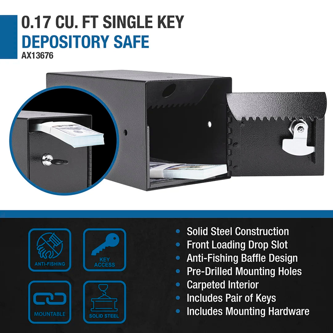 Barska 0.17 Cu. ft Single Key Depository Safe | AX13676