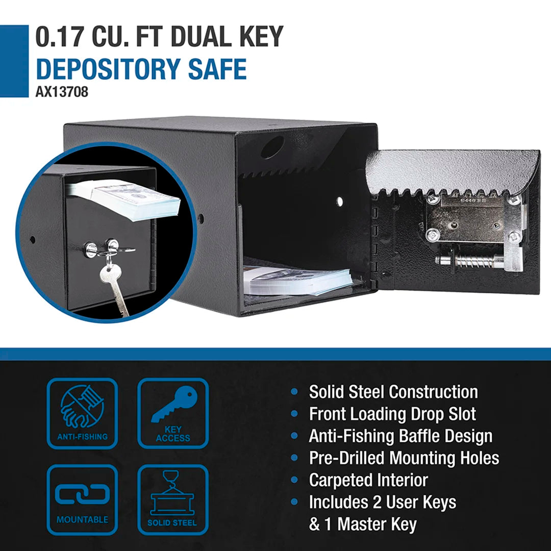 Barska 0.17 Cu. ft Dual Key Depository Safe | AX13708