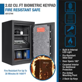 Barska 2.02 Cu. Ft. Biometric Keypad Fire Resistant Safe (AX13744)
