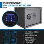 Barska WL80 WardenLight 0.8 Cu. ft Digital Keypad Safe with Interior LED Light | AX13748